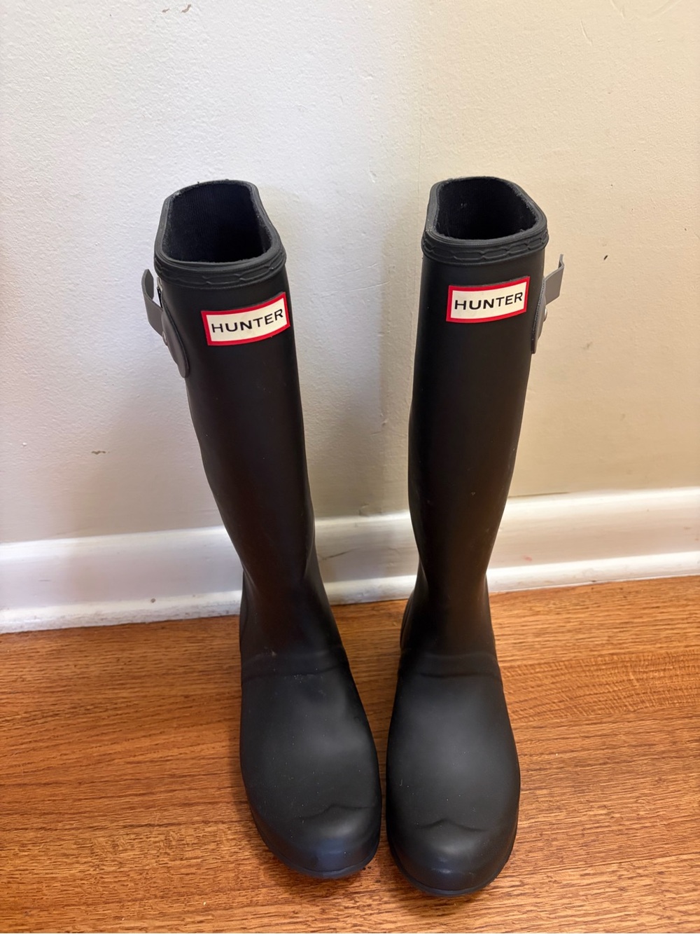 Hunter Black Tall Women's Rain Boots with Logo